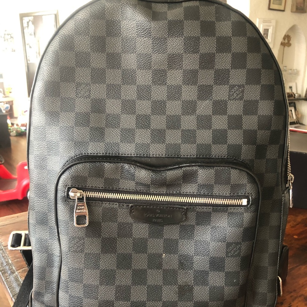 Louis Vuitton Black Leather Backpack